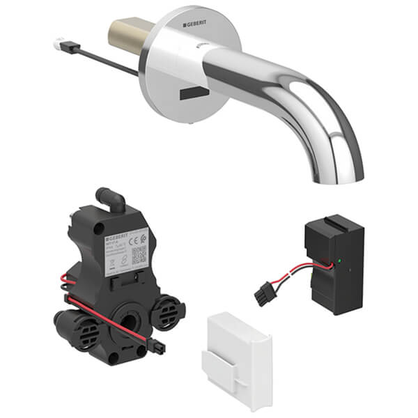 Geberit Piave Gloss Chrome Finish Thermostatic Infrared Basin Mixer Tap - Wall Mounted