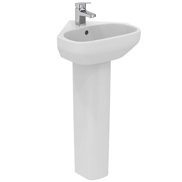 Ideal Standard I.Life-A 450mm Wide 1 Taphole Corner Handrinse Washbasin with Full Pedestal