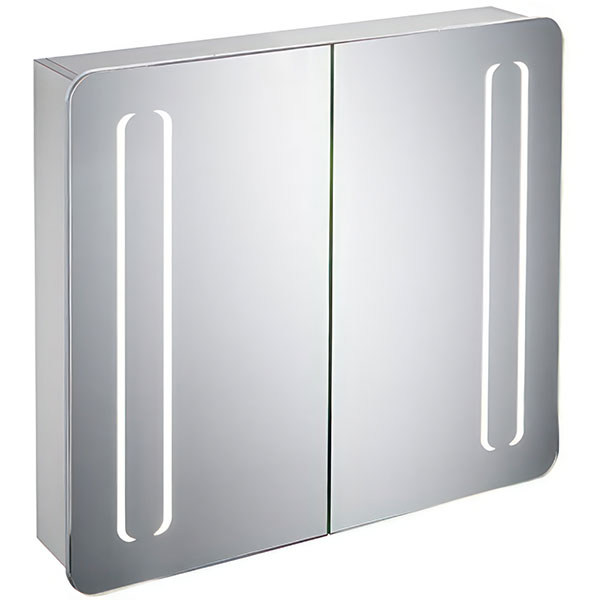 Ideal Standard Aluminium Two Sided LED Mirror Cabinet with Socket - Adjustable Glass Shelves