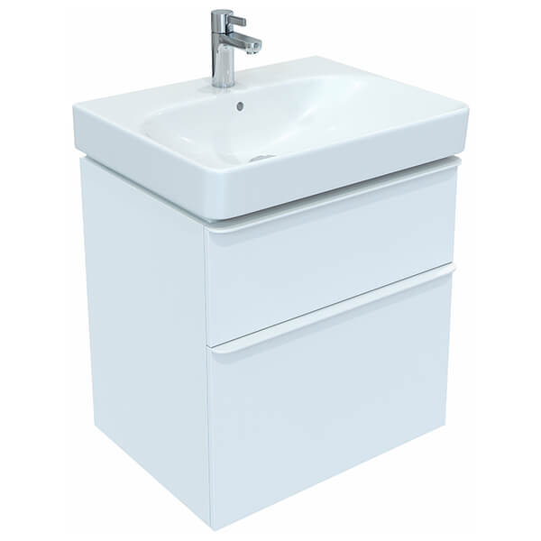 Geberit Smyle Square Wall Hung Vanity Unit with Integrated Handle - Two Drawer