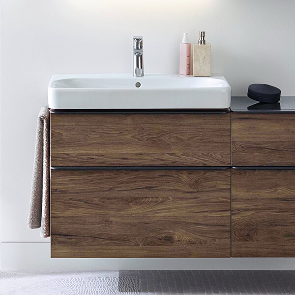 Geberit Smyle Square Wall Hung Vanity Unit with Integrated Handle - Two Drawer