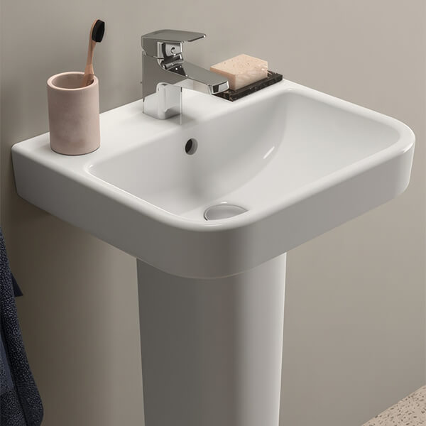 Ideal Standard I.Life-B 450mm Wide 1 Tap Hole Wall Hung Handrinse Basin with Full Pedestal