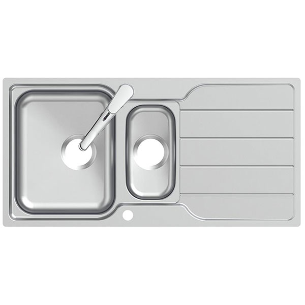 Armitage Shanks Sandringham Stainless Steel Inset Kitchen Sink with Tap 1000 x 500mm - 1.5 Bowl