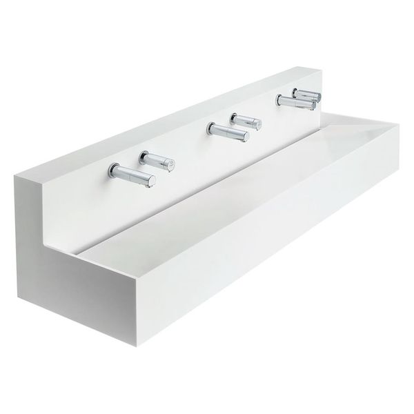Armitage Shanks Silhouette 1800mm 3 Person Gloss White Washtrough With Upstand and Waste