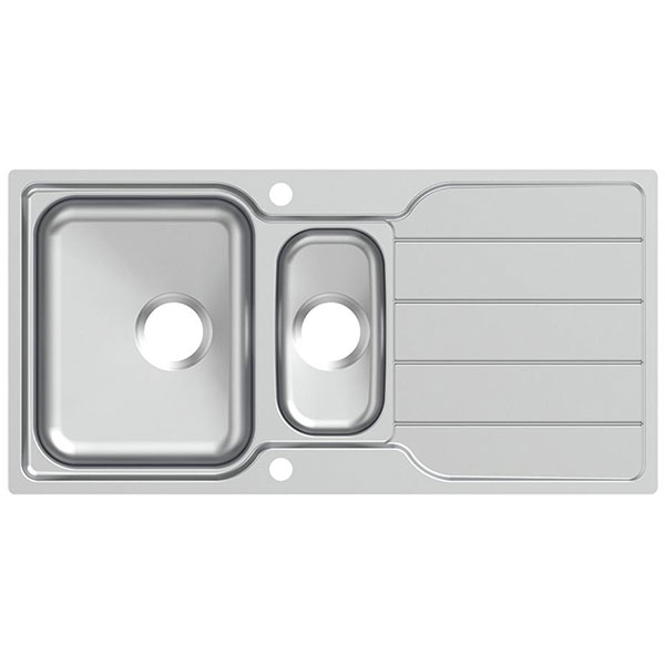 Armitage Shanks Sandringham Stainless Steel Inset Kitchen Sink 1000 x 500mm - 1.5 Bowl