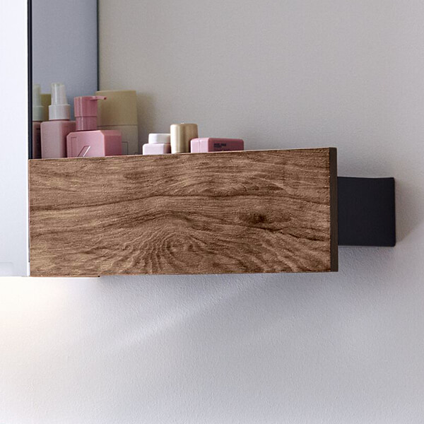 Geberit Smyle Square Wall Mounted Box Shelf with Three Towel Hooks - 450 x 148mm