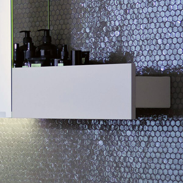 Alternate image of Geberit Smyle Square Wall Mounted Box Shelf with Three Towel Hooks - 450 x 148mm