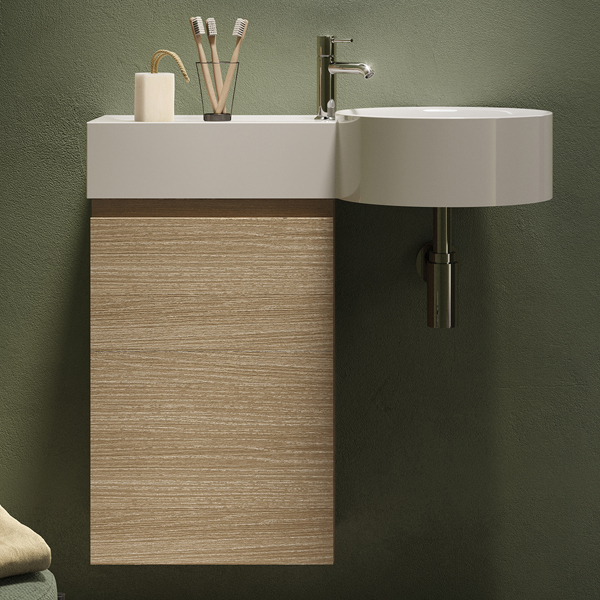 RAK Petit Round Alpine White Wall Hung Basin with Ledge - 765 x 360mm