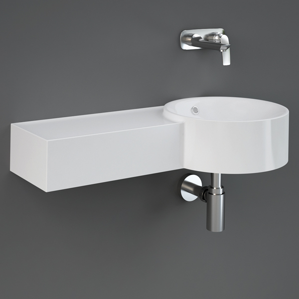 RAK Petit Round Alpine White Wall Hung Basin with Ledge - 765 x 360mm