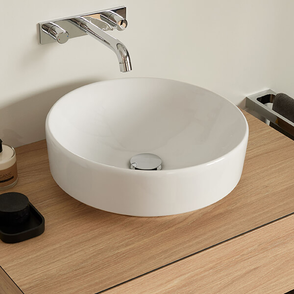 Geberit VariForm Round Countertop White Washbasin - 400 x 400mm