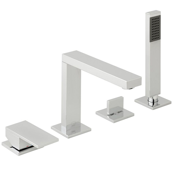 Vado Notion 4 Hole Chrome Bath Mixer Tap with Shower Handset and Diverter - Deck Mounted