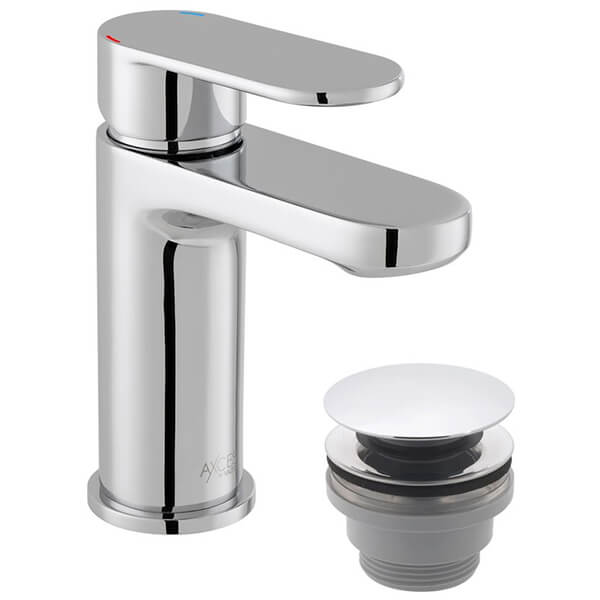 Vado Metiz Contemporary Chrome Basin Mixer Tap with Waste - Flat Handle