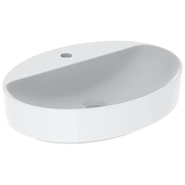 Geberit VariForm Oval Lay-On Countertop Washbasin 600 x 450mm - 1 Tap Hole