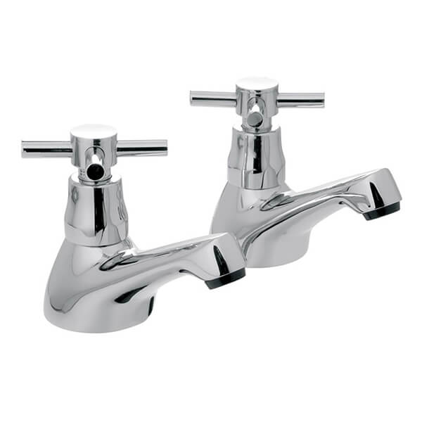 Vado Vecta Pair Of Traditional Basin Pillar Tap - Crosshead Handles