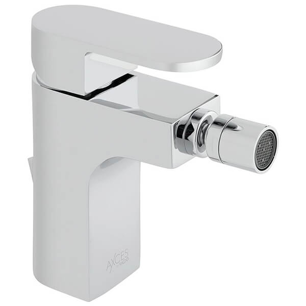 Vado Metiz Contemporary Chrome Bidet Mixer Tap with Pop-Up Waste - Flat Handle