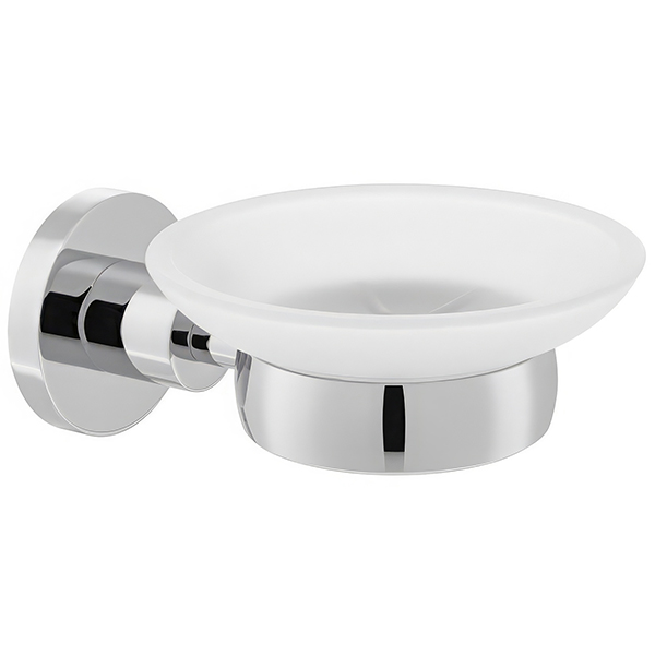Vado Elements Wall-Mounted Frosted Glass Soap Dish With Chrome Holder