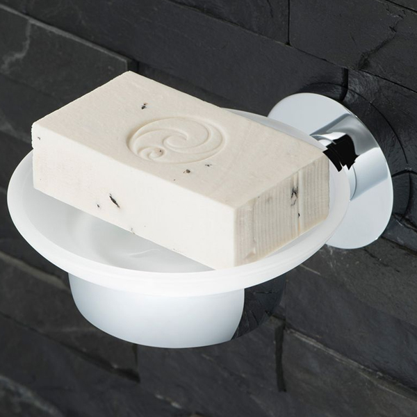 Vado Elements Wall-Mounted Frosted Glass Soap Dish With Chrome Holder