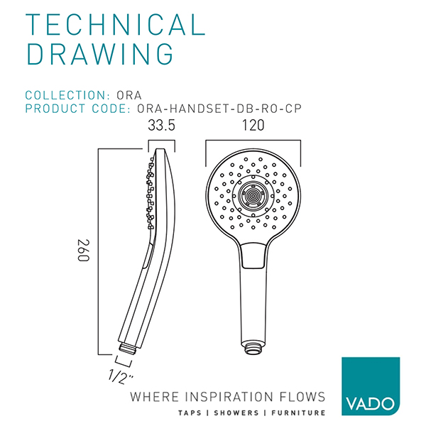 Technical drawing QS-V112822 / ORA-HANDSET-DB-RO-CP