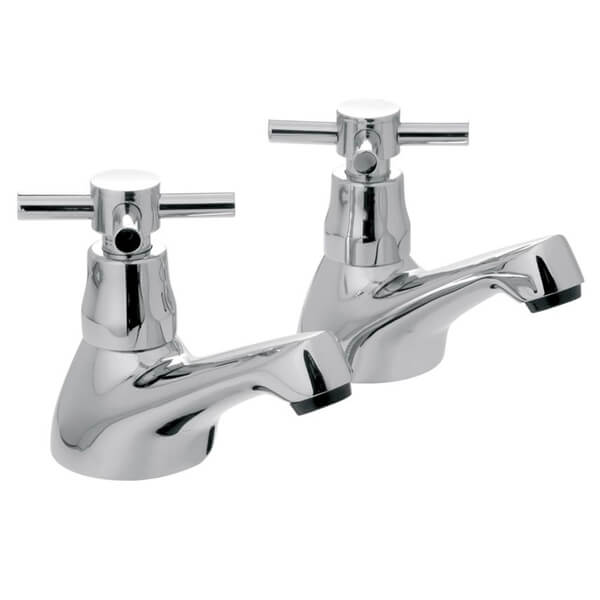 Vado Vecta Deck Mounted Chrome Bath Pillar Tap - Crosshead Handles