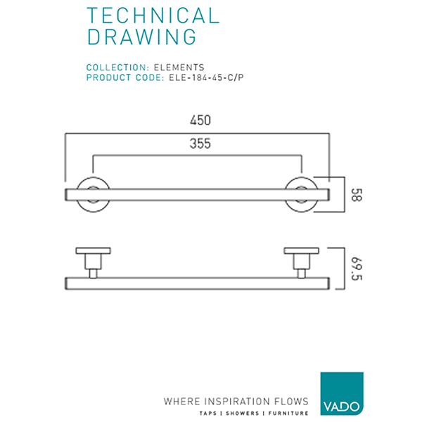 Technical drawing QS-V113182 / ELE-184-45-C/P