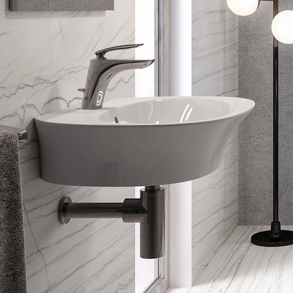 RAK Sensation Alpine White 1 Taphole Wall Hung Oval Basin