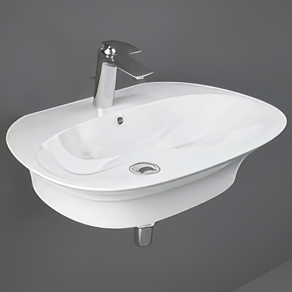 Alternate image of RAK Sensation Alpine White 1 Taphole Wall Hung Oval Basin