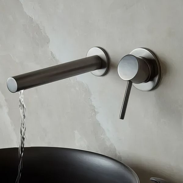 Alternate image of Tavistock Anthem 2 Hole Basin Mixer Tap with Straight Spout - Stick Handle - Wall Mounted