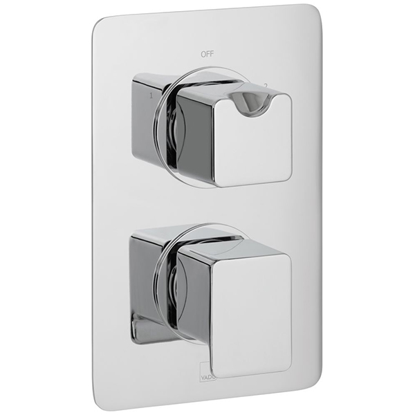Additional image of Vado DX Phase Concealed Thermostatic Chrome Shower Valve - 2 Controls - Rectangular Trim