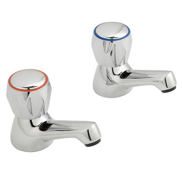 Vado Astra Contemporary Chrome Finish Basin Pillar Taps - Knob or Lever Handles