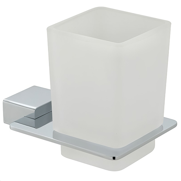 Vado Phase Frosted Glass Tumbler With Chrome Holder