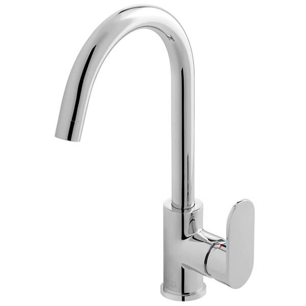 Vado Metiz Chrome Mono Kitchen Sink Mixer Tap with Curved Swivel Spout - Lever Handle