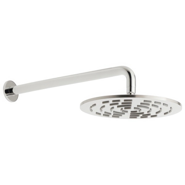 Vado Geometry Fixed Chrome Shower Head with Arm 250 x 250mm - Single Spray Mode