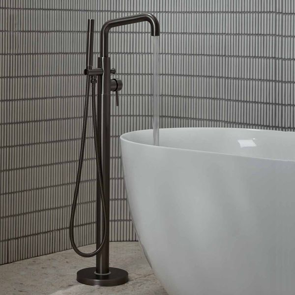 Alternate image of Tavistock Anthem Floorstanding Bath Mixer Tap with Shower Handset and Hose - Side Action Stick Handle