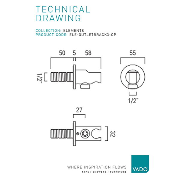 Technical drawing QS-V113184 / ELE-OUTLETBRACK3-CP