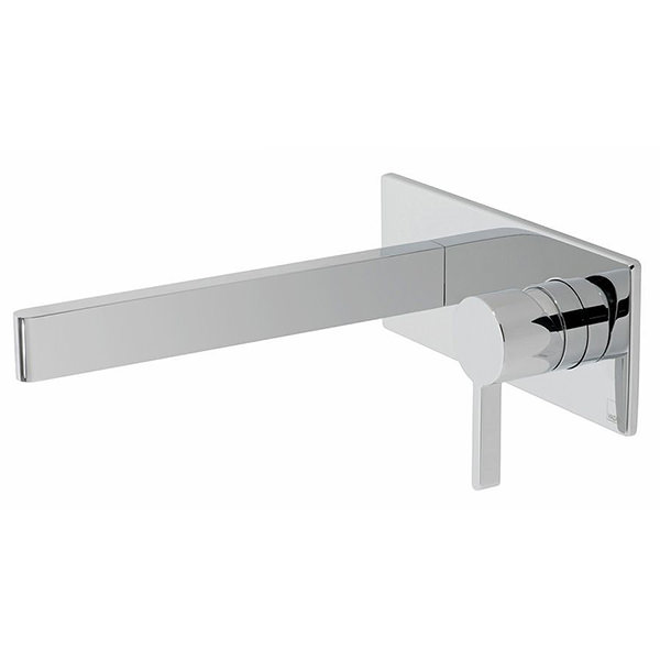 Vado Individual Edit 2 Hole Basin Mixer Tap with Backplate and Slim Spout - Stick Handle - Wall Mounted