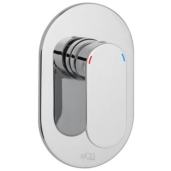 Vado Metiz Concealed Oval Manual Chrome Shower Valve - 1 Control - Flat Lever Handle
