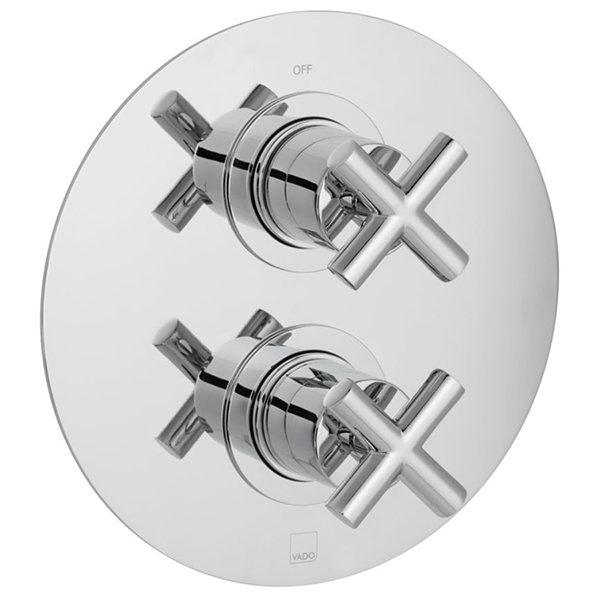 Vado DX Elements Concealed Thermostatic Chrome Shower Valve - Crosshead Handles - 2 Controls