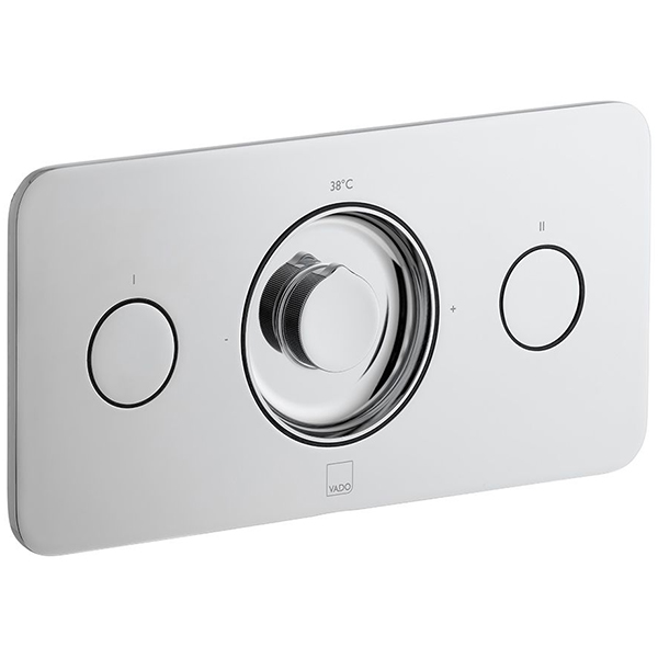 Alternate image of Vado Zone Concealed Rectangular Thermostatic Chrome Shower Valve - 3 Controls