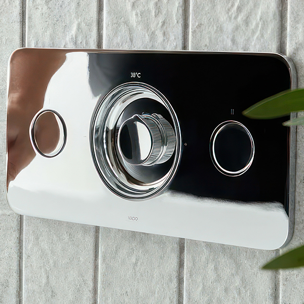 Alternate image of Vado Zone Concealed Rectangular Thermostatic Chrome Shower Valve - 3 Controls