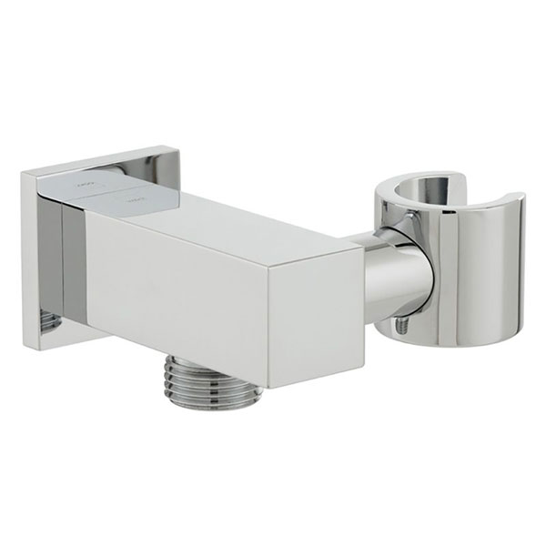 Vado Mix Wall Mounted Chrome Square Shower Bracket and Integrated Outlet
