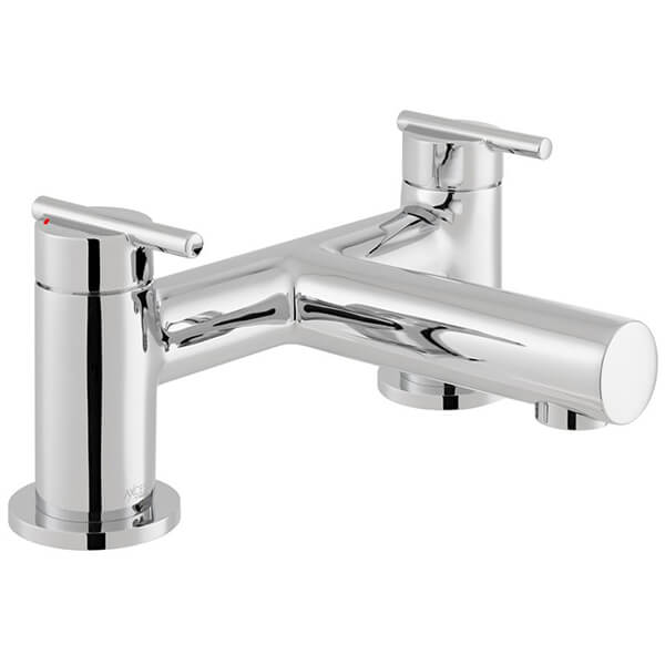 Vado Nuri Chrome Bridge Bath Mixer Tap with Long Spout - Stick Handles