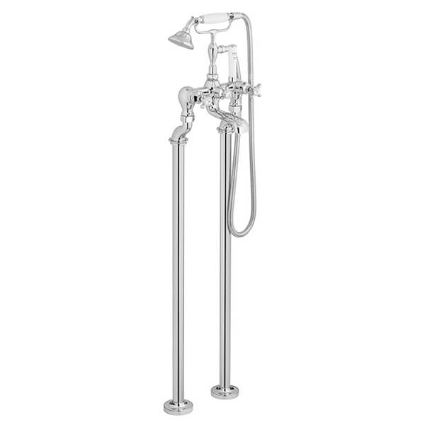 Vado Axbridge Traditional Freestanding Bath Shower Mixer Tap With Kit - Crosshead Handle