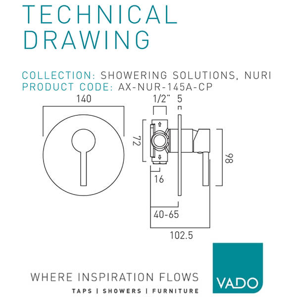 Technical drawing QS-V114665 / AX-NUR-145A-CP