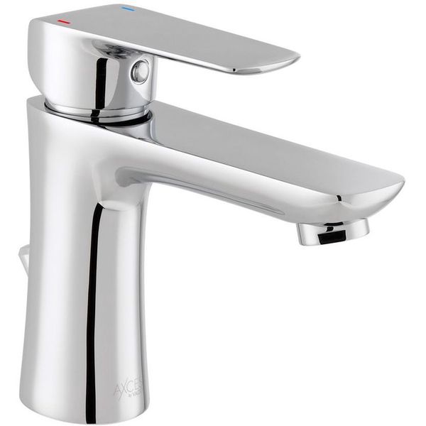 Vado Axces Vala Contemporary Chrome Basin Mixer Tap with Waste - Flat Lever Handle