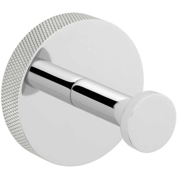 Vado Spa Polished Chrome Robe Hook With Knurled Accents