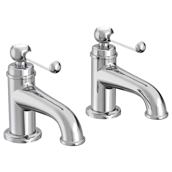 Tavistock Lansdown Traditional Basin Pillar Taps with Long Spout - Ceramic Handles