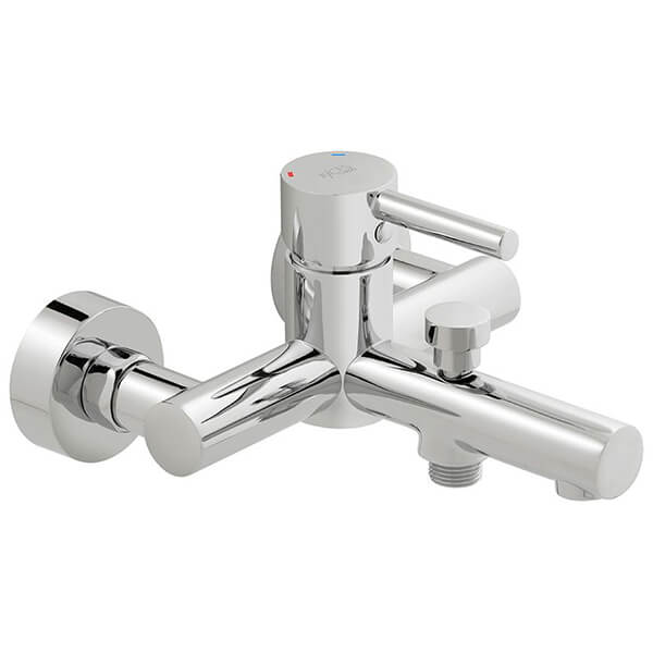 Vado Nuri Chrome Bath Shower Mixer Tap with Diverter - Stick Handle - Wall Mounted