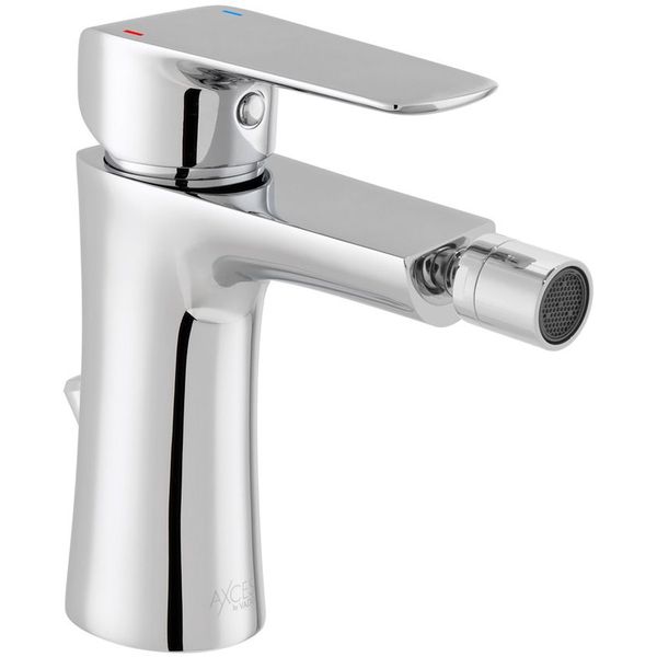 Vado Axces Vala Monobloc Chrome Bidet Mixer Tap with Pop-Up Waste - Flat Lever Handle