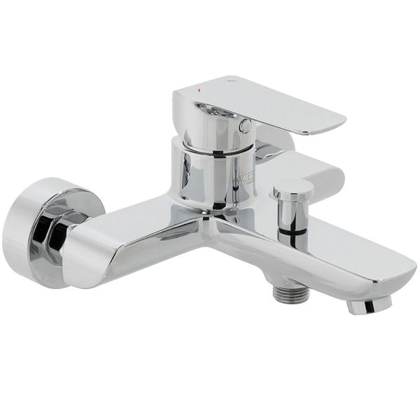 Vado Axces Vala Contemporary Chrome Bath Shower Mixer Tap with Diverter - Flat Lever Handle