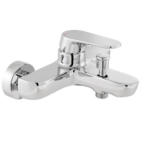 Vado Axces Ava Contemporary Exposed Chrome Bath Shower Mixer Tap with Diverter - Flat Handle